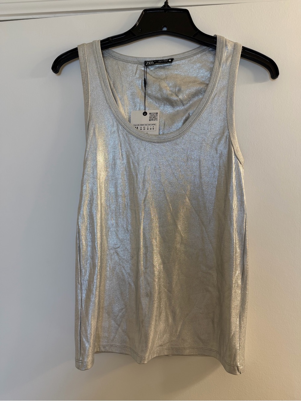 Zara Metallic Silver Scoop Tank - Picture 2 of 2